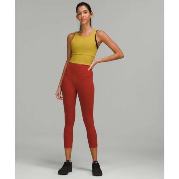 LULULEMON Power Pivot Ribbed Tank Top Size 12 Auric Gold - Picture 2 of 7